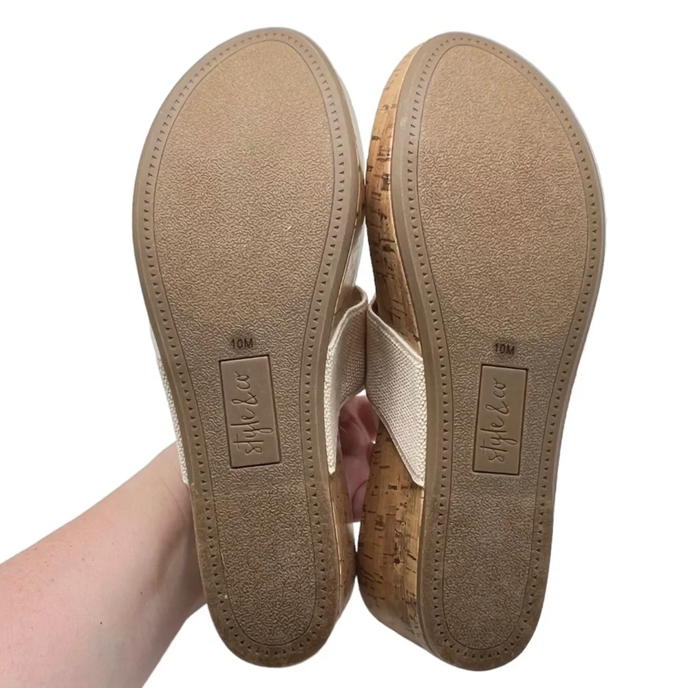 Style & Co Wedge Thong Piperr Cork Sandal Light Taupe Size 10 - Picture 13 of 14
